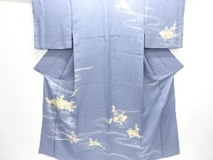 流水に扇草花模様訪問着